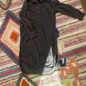 Madewell Dark Gray Denim Button-Up Shirt Dress